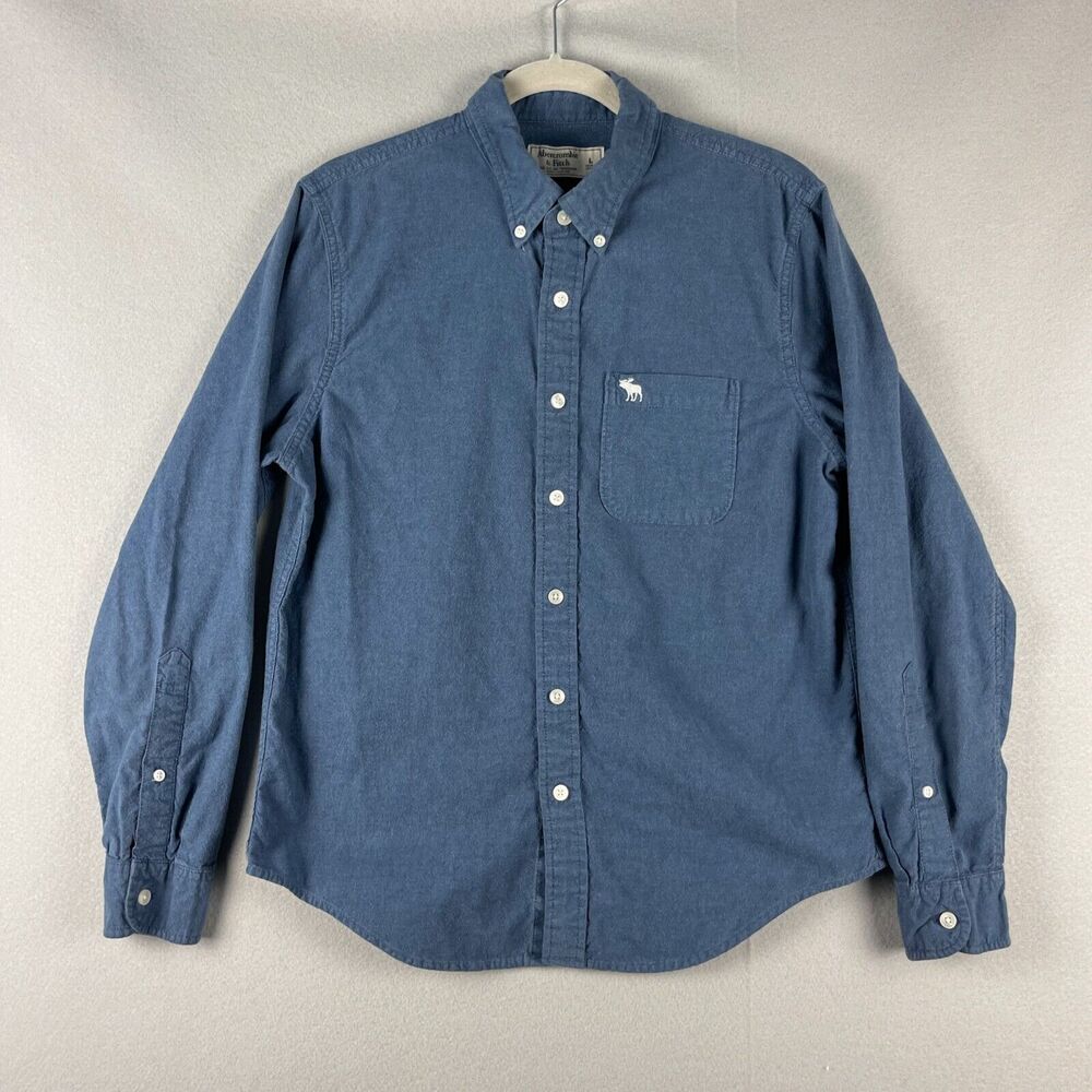 Abercrombie Fitch Chambray Shirt Mens Large Blue Button Up Long Sleeve Moose